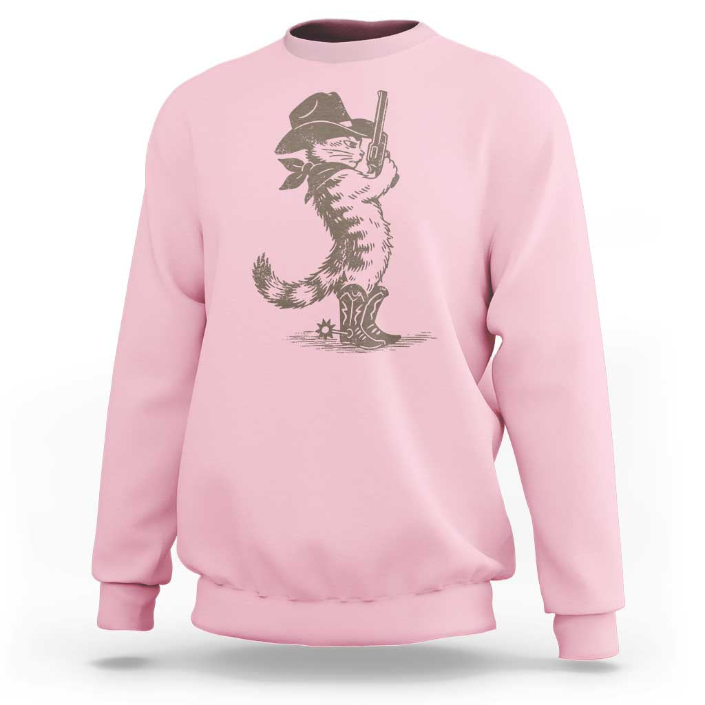 Vintage Cowboy Cat Sweatshirt Retro 90s Western Country Rodeo Kitten Cowgirl - Wonder Print Shop