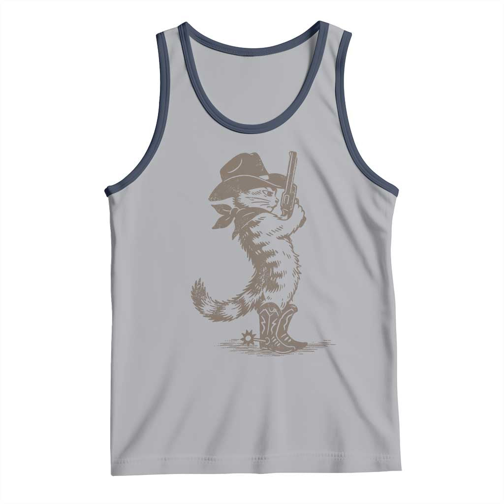 Vintage Cowboy Cat Tank Top Retro 90s Western Country Rodeo Kitten Cowgirl - Wonder Print Shop