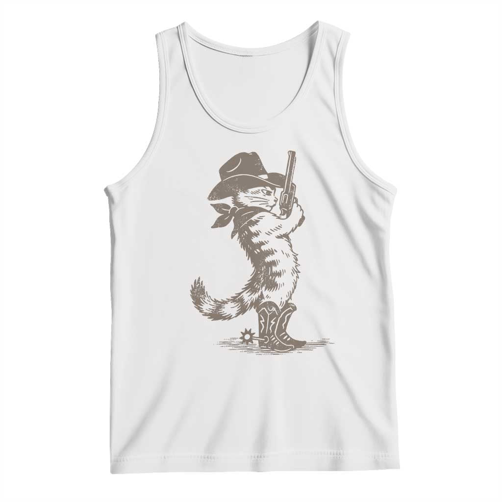 Vintage Cowboy Cat Tank Top Retro 90s Western Country Rodeo Kitten Cowgirl - Wonder Print Shop
