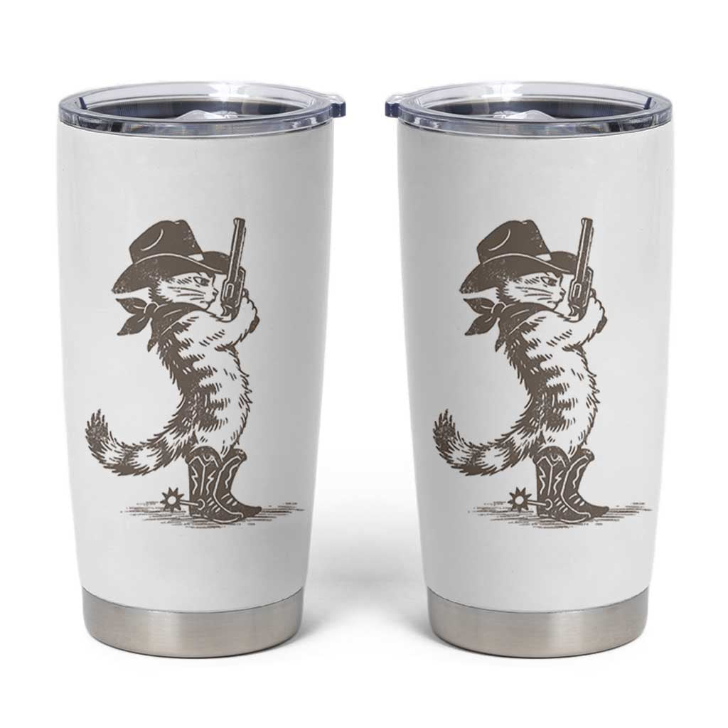 Vintage Cowboy Cat Tumbler Cup Retro 90s Western Country Rodeo Kitten Cowgirl - Wonder Print Shop