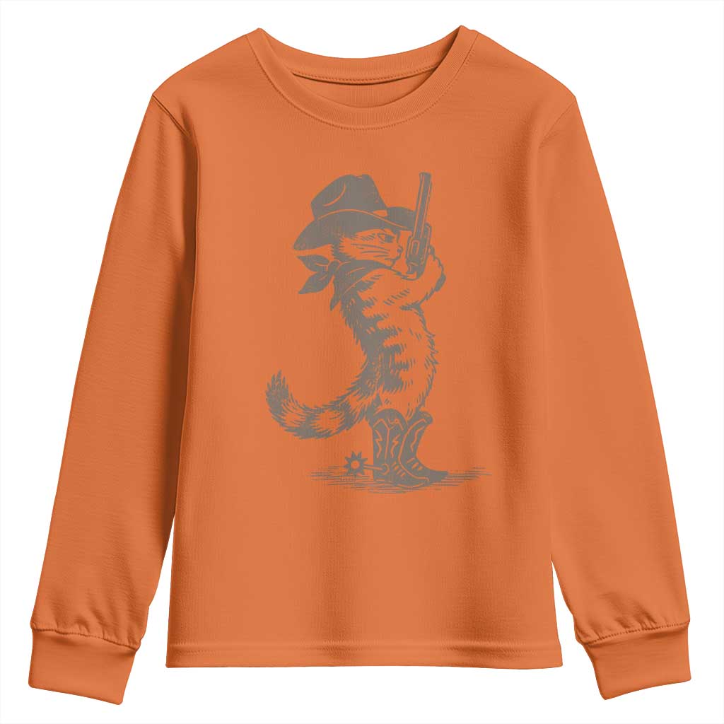 Vintage Cowboy Cat Youth Sweatshirt Retro 90s Western Country Rodeo Kitten Cowgirl - Wonder Print Shop