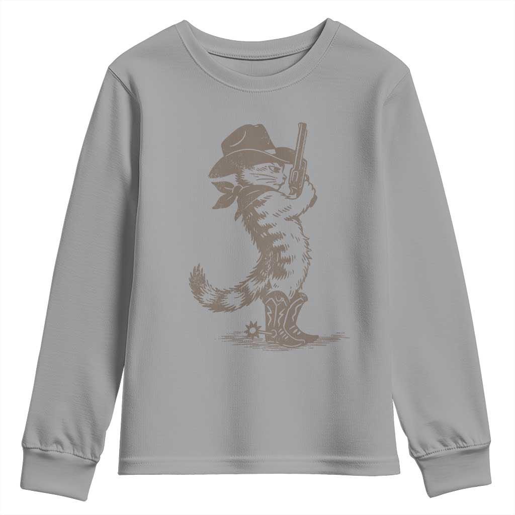 Vintage Cowboy Cat Youth Sweatshirt Retro 90s Western Country Rodeo Kitten Cowgirl - Wonder Print Shop
