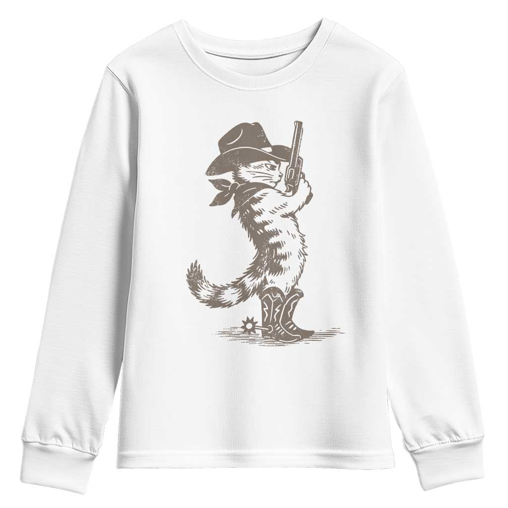 Vintage Cowboy Cat Youth Sweatshirt Retro 90s Western Country Rodeo Kitten Cowgirl - Wonder Print Shop