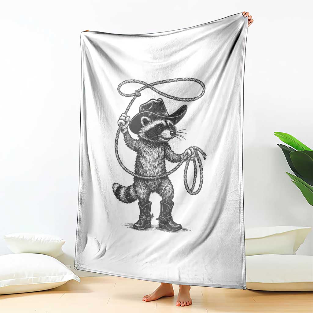 Vintage Raccoon Cowboy Throw Blanket Cowgirl Trash Panda Western Country Meme - Wonder Print Shop
