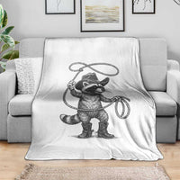 Vintage Raccoon Cowboy Throw Blanket Cowgirl Trash Panda Western Country Meme - Wonder Print Shop