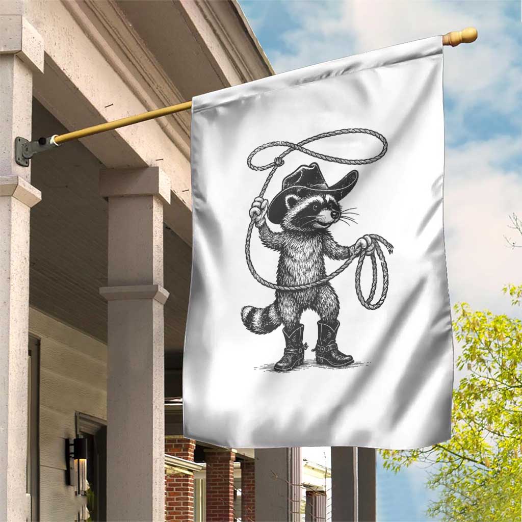 Vintage Raccoon Cowboy Garden Flag Cowgirl Trash Panda Western Country Meme - Wonder Print Shop