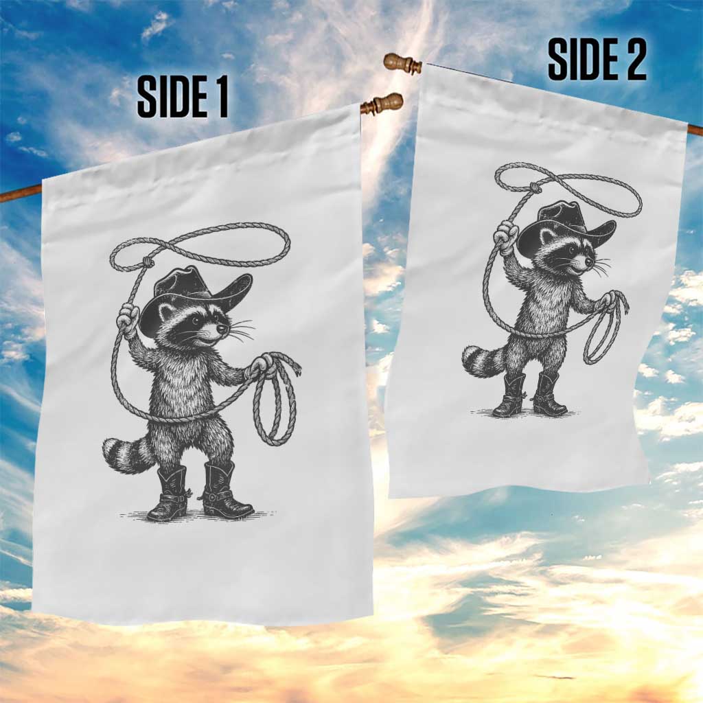 Vintage Raccoon Cowboy Garden Flag Cowgirl Trash Panda Western Country Meme - Wonder Print Shop