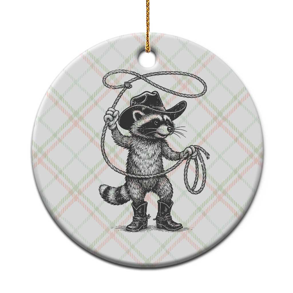 Vintage Raccoon Cowboy Ceramic Ornament Cowgirl Trash Panda Western Country Meme - Wonder Print Shop