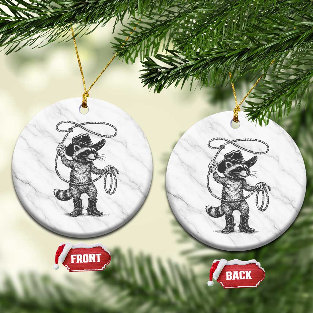 Vintage Raccoon Cowboy Ceramic Ornament Cowgirl Trash Panda Western Country Meme - Wonder Print Shop