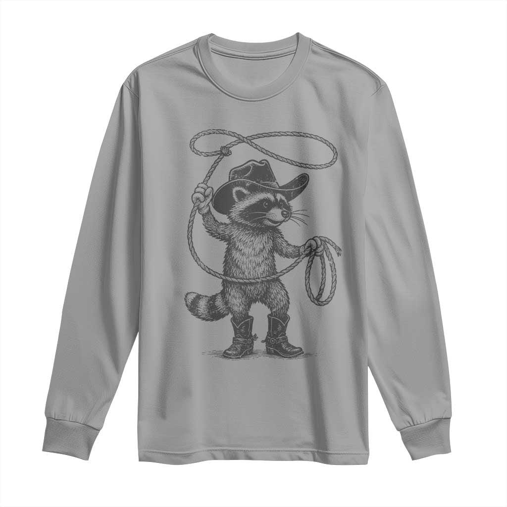 Vintage Raccoon Cowboy Long Sleeve Shirt Cowgirl Trash Panda Western Country Meme - Wonder Print Shop