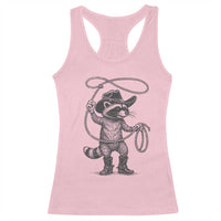 Vintage Raccoon Cowboy Racerback Tank Top Cowgirl Trash Panda Western Country Meme - Wonder Print Shop