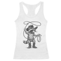 Vintage Raccoon Cowboy Racerback Tank Top Cowgirl Trash Panda Western Country Meme - Wonder Print Shop