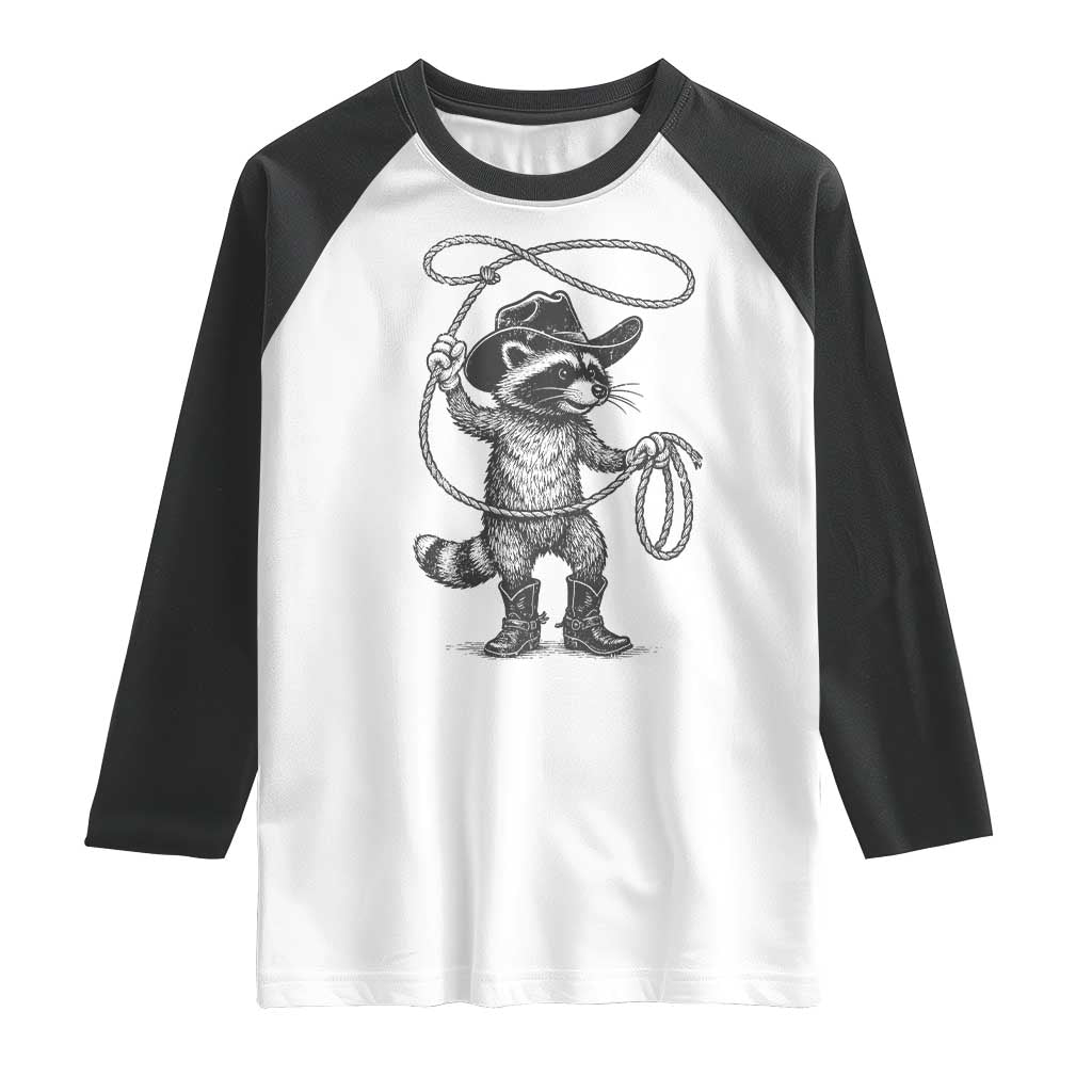 Vintage Raccoon Cowboy Raglan Shirt Cowgirl Trash Panda Western Country Meme - Wonder Print Shop