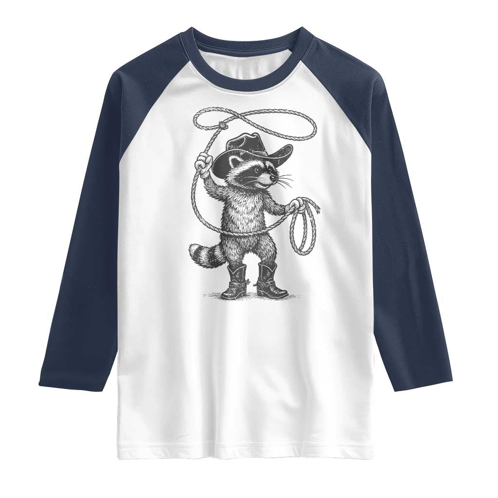 Vintage Raccoon Cowboy Raglan Shirt Cowgirl Trash Panda Western Country Meme - Wonder Print Shop