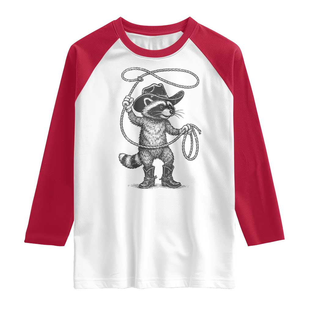 Vintage Raccoon Cowboy Raglan Shirt Cowgirl Trash Panda Western Country Meme - Wonder Print Shop