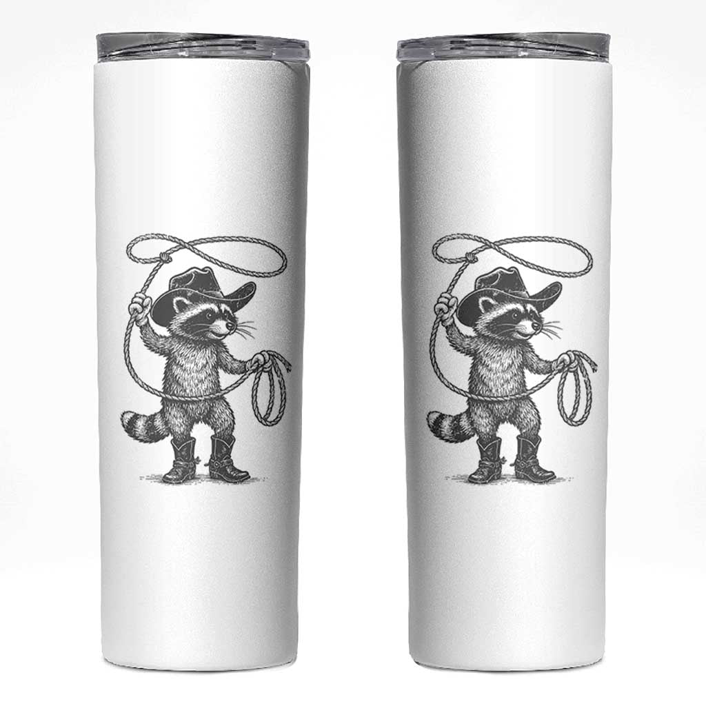 Vintage Raccoon Cowboy Skinny Tumbler Cowgirl Trash Panda Western Country Meme - Wonder Print Shop