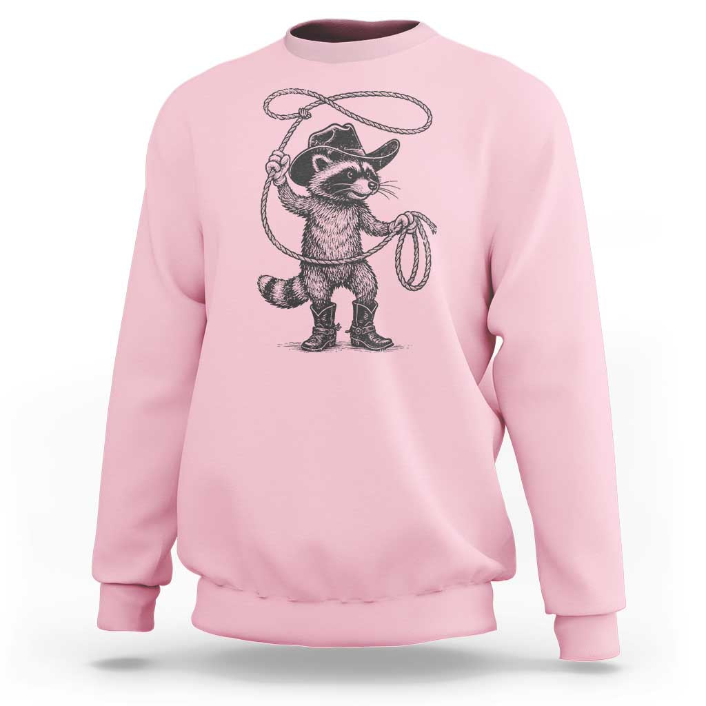 Vintage Raccoon Cowboy Sweatshirt Cowgirl Trash Panda Western Country Meme - Wonder Print Shop