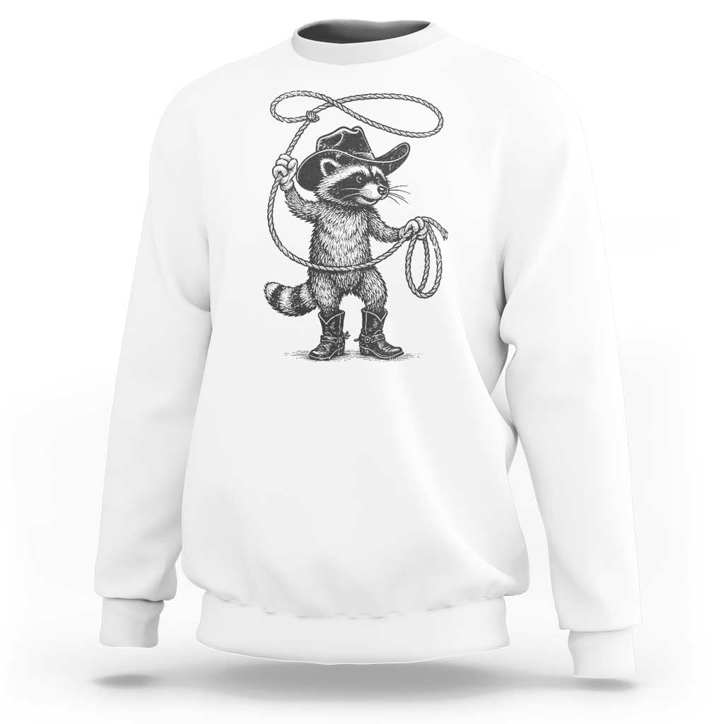 Vintage Raccoon Cowboy Sweatshirt Cowgirl Trash Panda Western Country Meme - Wonder Print Shop