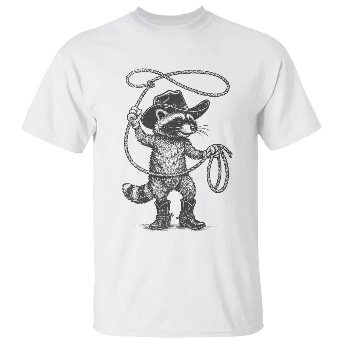 Vintage Raccoon Cowboy T Shirt Cowgirl Trash Panda Western Country Meme - Wonder Print Shop
