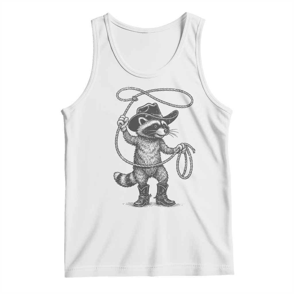 Vintage Raccoon Cowboy Tank Top Cowgirl Trash Panda Western Country Meme - Wonder Print Shop