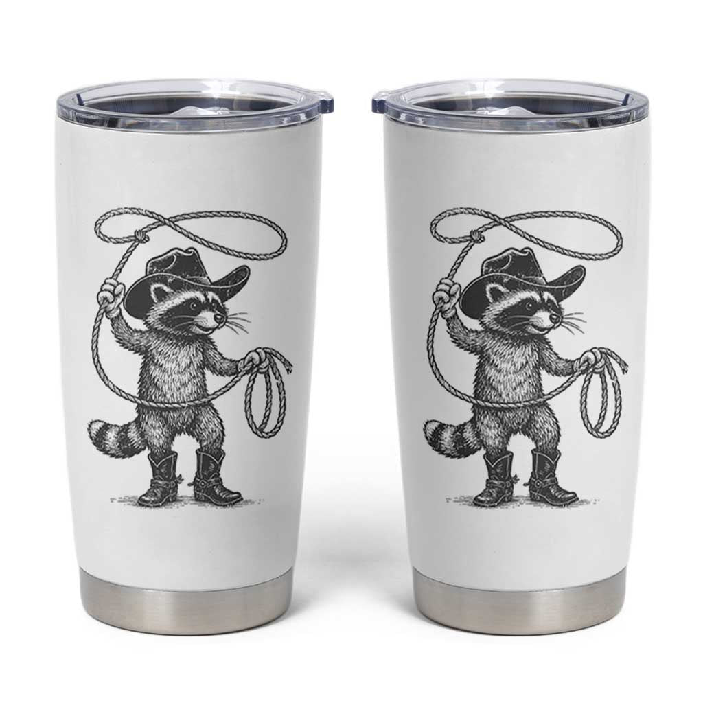 Vintage Raccoon Cowboy Tumbler Cup Cowgirl Trash Panda Western Country Meme - Wonder Print Shop