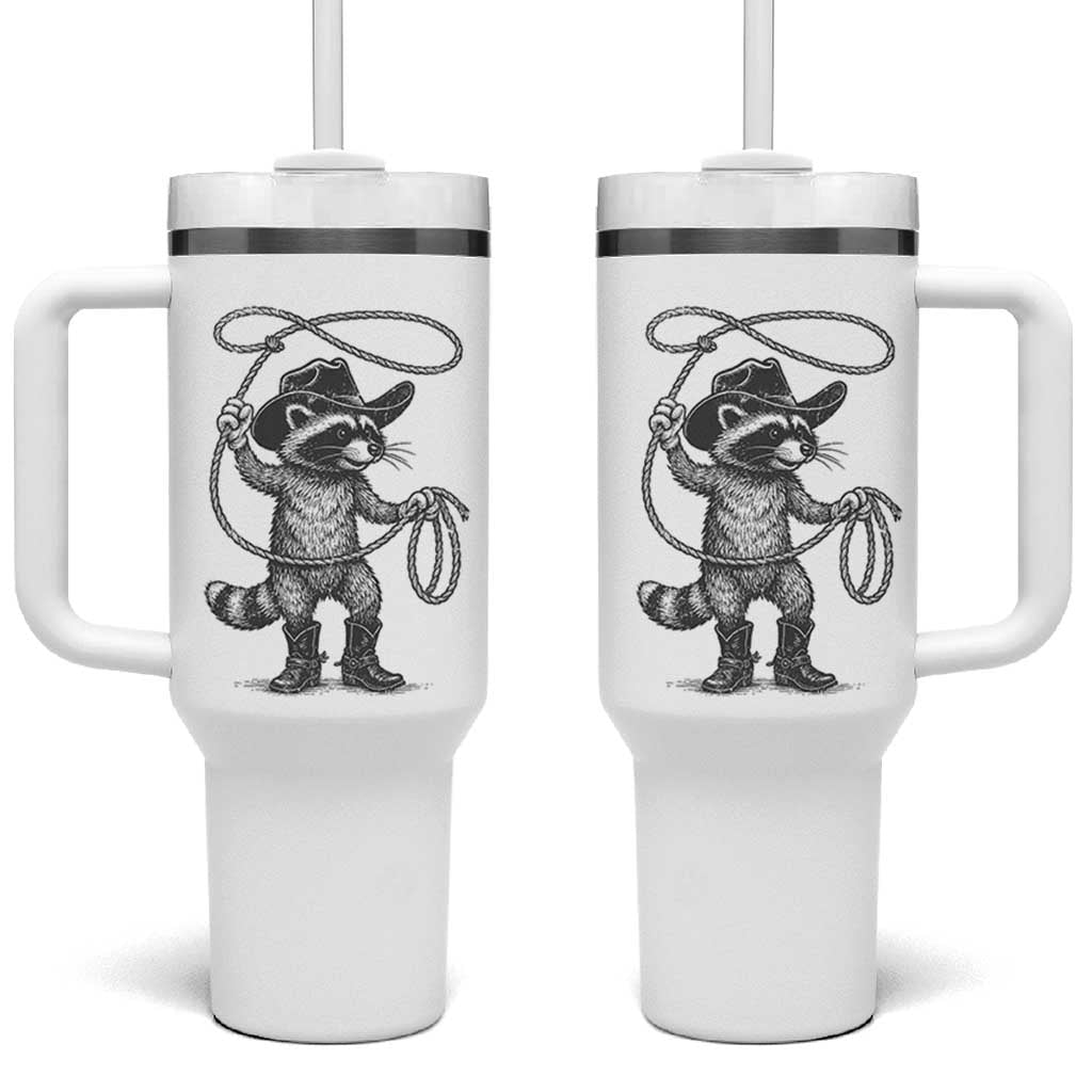 Vintage Raccoon Cowboy Tumbler With Handle Cowgirl Trash Panda Western Country Meme - Wonder Print Shop