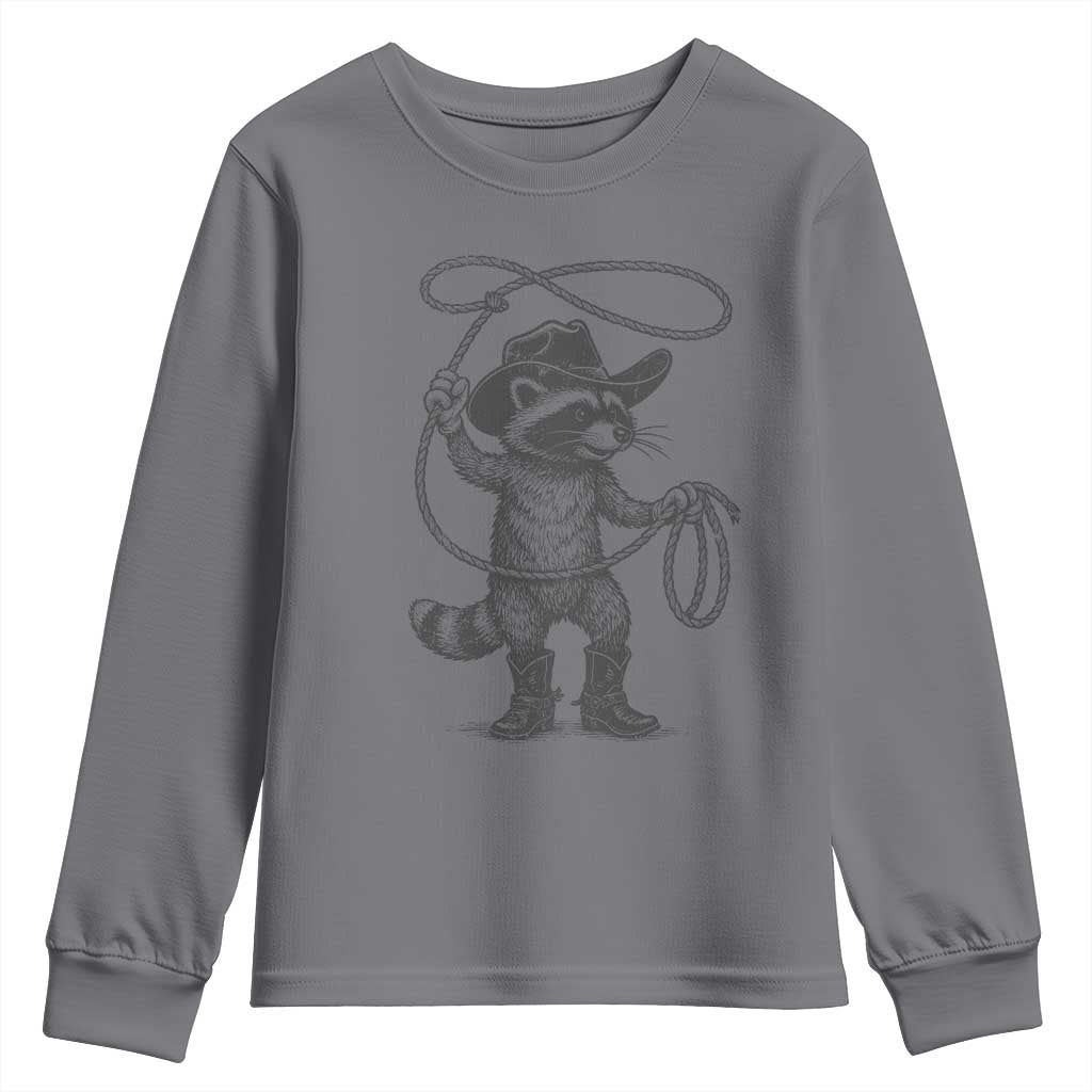 Vintage Raccoon Cowboy Youth Sweatshirt Cowgirl Trash Panda Western Country Meme - Wonder Print Shop