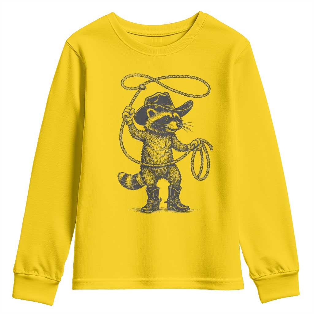 Vintage Raccoon Cowboy Youth Sweatshirt Cowgirl Trash Panda Western Country Meme - Wonder Print Shop