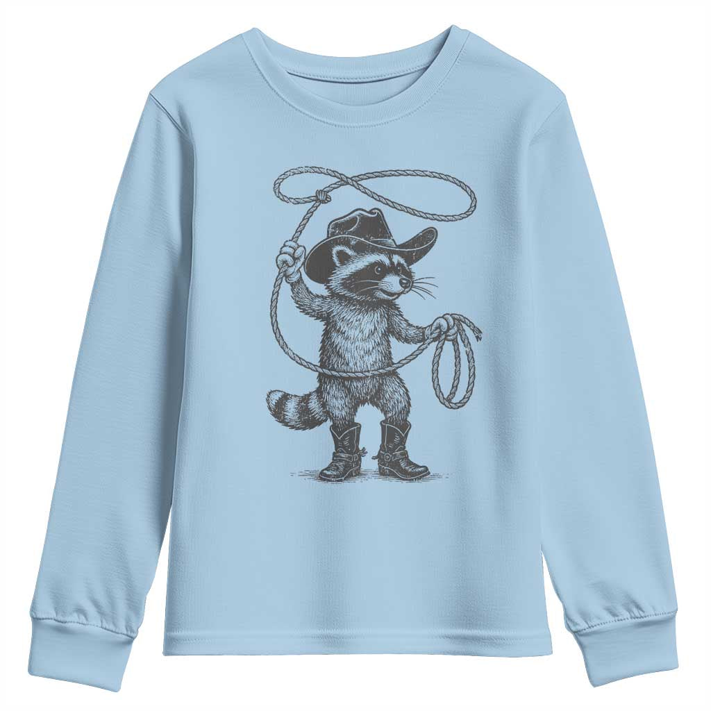 Vintage Raccoon Cowboy Youth Sweatshirt Cowgirl Trash Panda Western Country Meme - Wonder Print Shop
