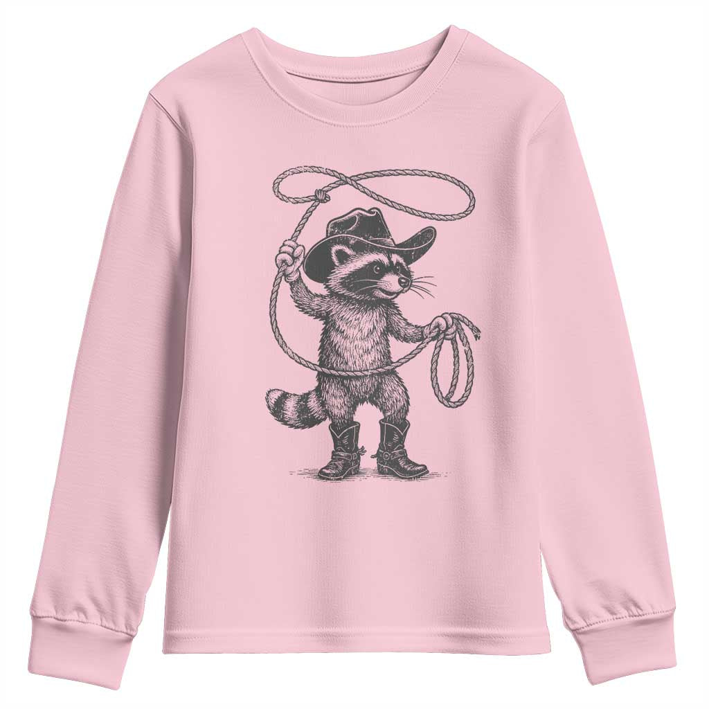 Vintage Raccoon Cowboy Youth Sweatshirt Cowgirl Trash Panda Western Country Meme - Wonder Print Shop