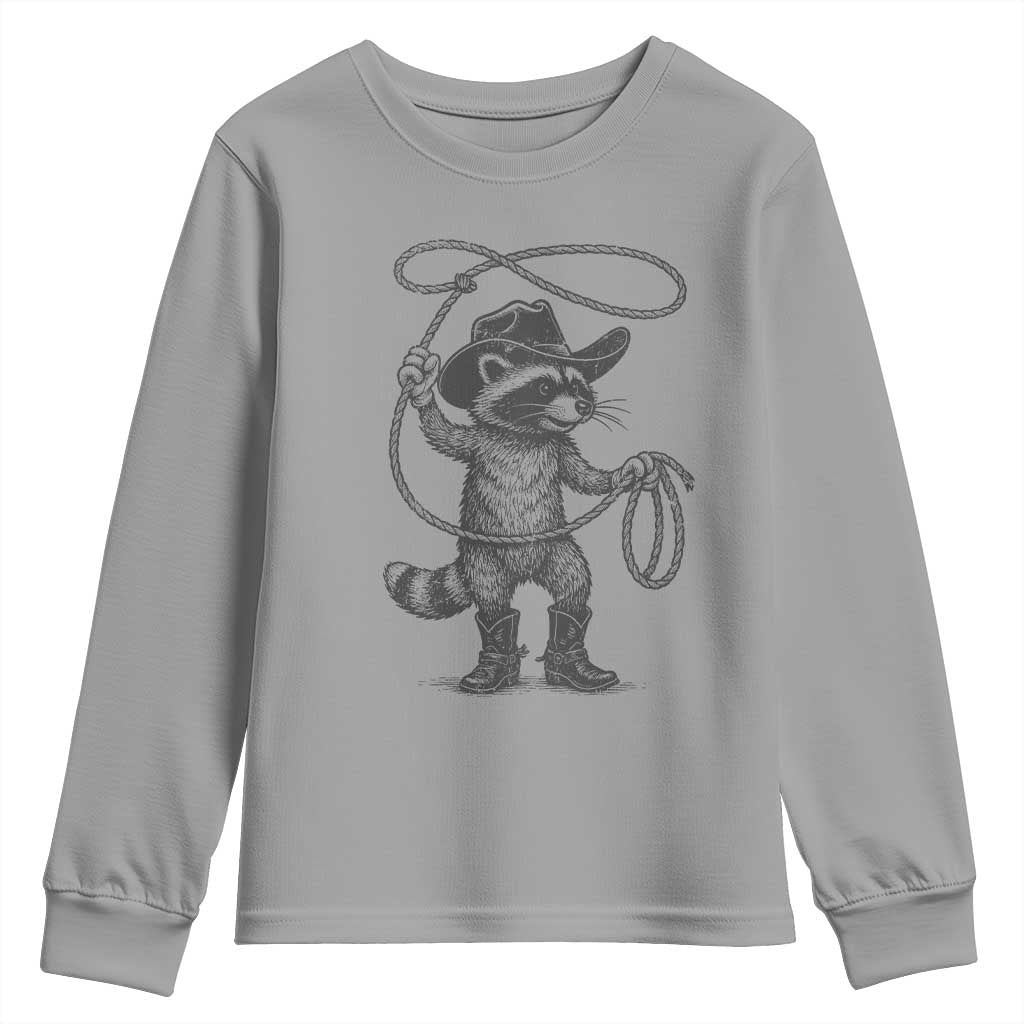 Vintage Raccoon Cowboy Youth Sweatshirt Cowgirl Trash Panda Western Country Meme - Wonder Print Shop