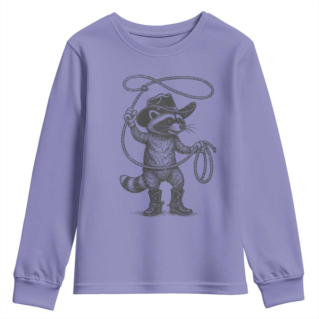 Vintage Raccoon Cowboy Youth Sweatshirt Cowgirl Trash Panda Western Country Meme - Wonder Print Shop