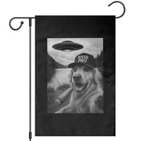 Dog Selfie With Alien UFO Garden Flag Funny Fishing Golden Retriever Smoking Dog Lover - Wonder Print Shop