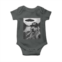 Dog Selfie With Alien UFO Baby Onesie Funny Fishing Golden Retriever Smoking Dog Lover - Wonder Print Shop