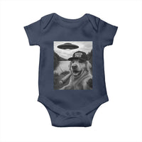 Dog Selfie With Alien UFO Baby Onesie Funny Fishing Golden Retriever Smoking Dog Lover - Wonder Print Shop