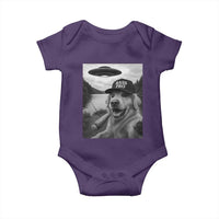 Dog Selfie With Alien UFO Baby Onesie Funny Fishing Golden Retriever Smoking Dog Lover - Wonder Print Shop