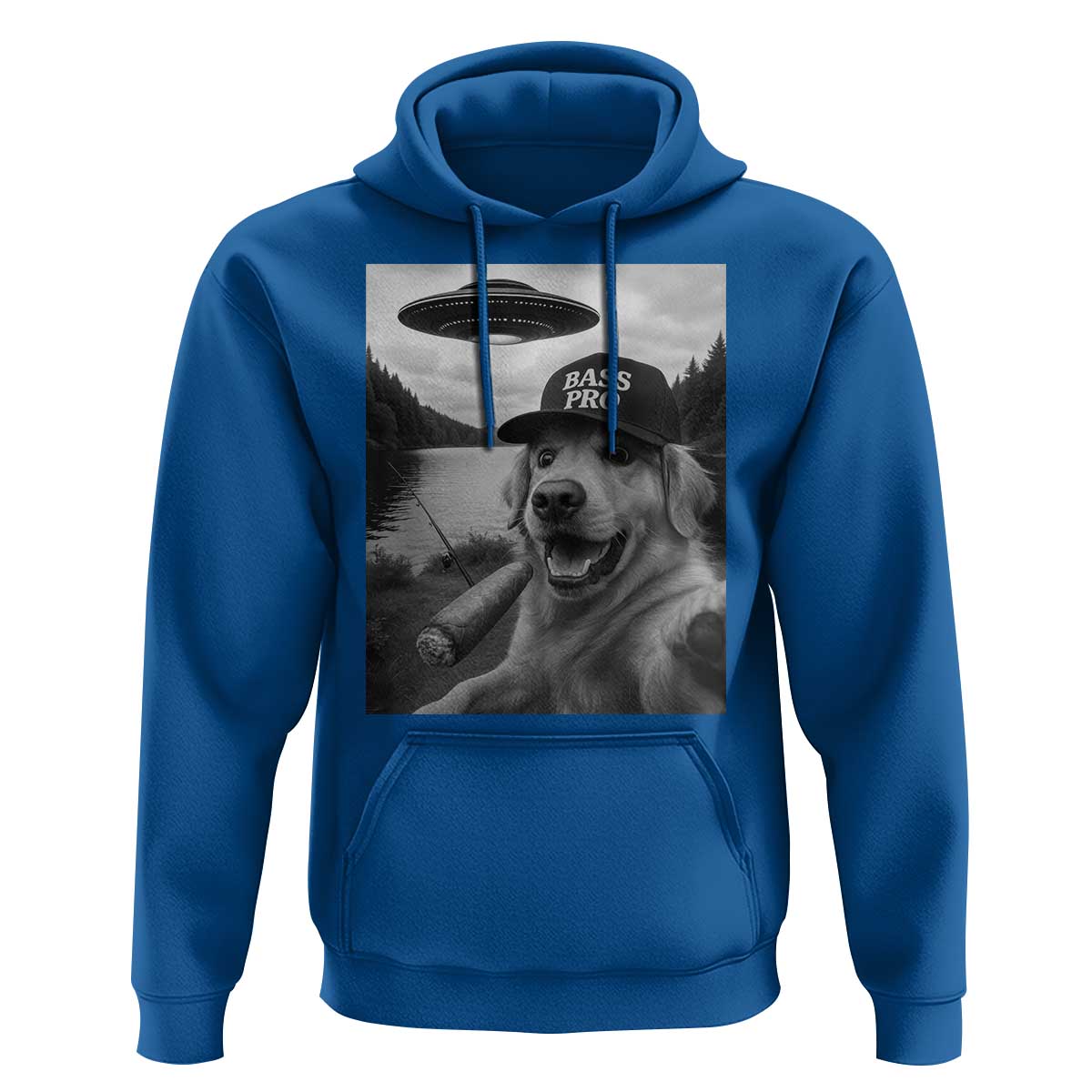 Dog Selfie With Alien UFO Hoodie Funny Fishing Golden Retriever Smoking Dog Lover - Wonder Print Shop