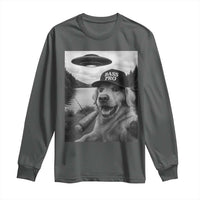 Dog Selfie With Alien UFO Long Sleeve Shirt Funny Fishing Golden Retriever Smoking Dog Lover - Wonder Print Shop