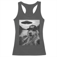 Dog Selfie With Alien UFO Racerback Tank Top Funny Fishing Golden Retriever Smoking Dog Lover - Wonder Print Shop