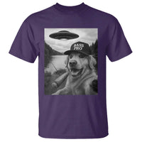 Dog Selfie With Alien UFO T Shirt Funny Fishing Golden Retriever Smoking Dog Lover - Wonder Print Shop