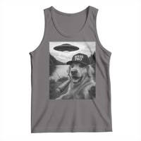 Dog Selfie With Alien UFO Tank Top Funny Fishing Golden Retriever Smoking Dog Lover - Wonder Print Shop