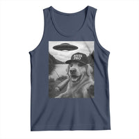 Dog Selfie With Alien UFO Tank Top Funny Fishing Golden Retriever Smoking Dog Lover - Wonder Print Shop