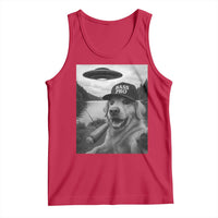 Dog Selfie With Alien UFO Tank Top Funny Fishing Golden Retriever Smoking Dog Lover - Wonder Print Shop