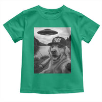 Dog Selfie With Alien UFO Toddler T Shirt Funny Fishing Golden Retriever Smoking Dog Lover - Wonder Print Shop