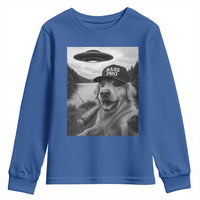 Dog Selfie With Alien UFO Youth Sweatshirt Funny Fishing Golden Retriever Smoking Dog Lover - Wonder Print Shop