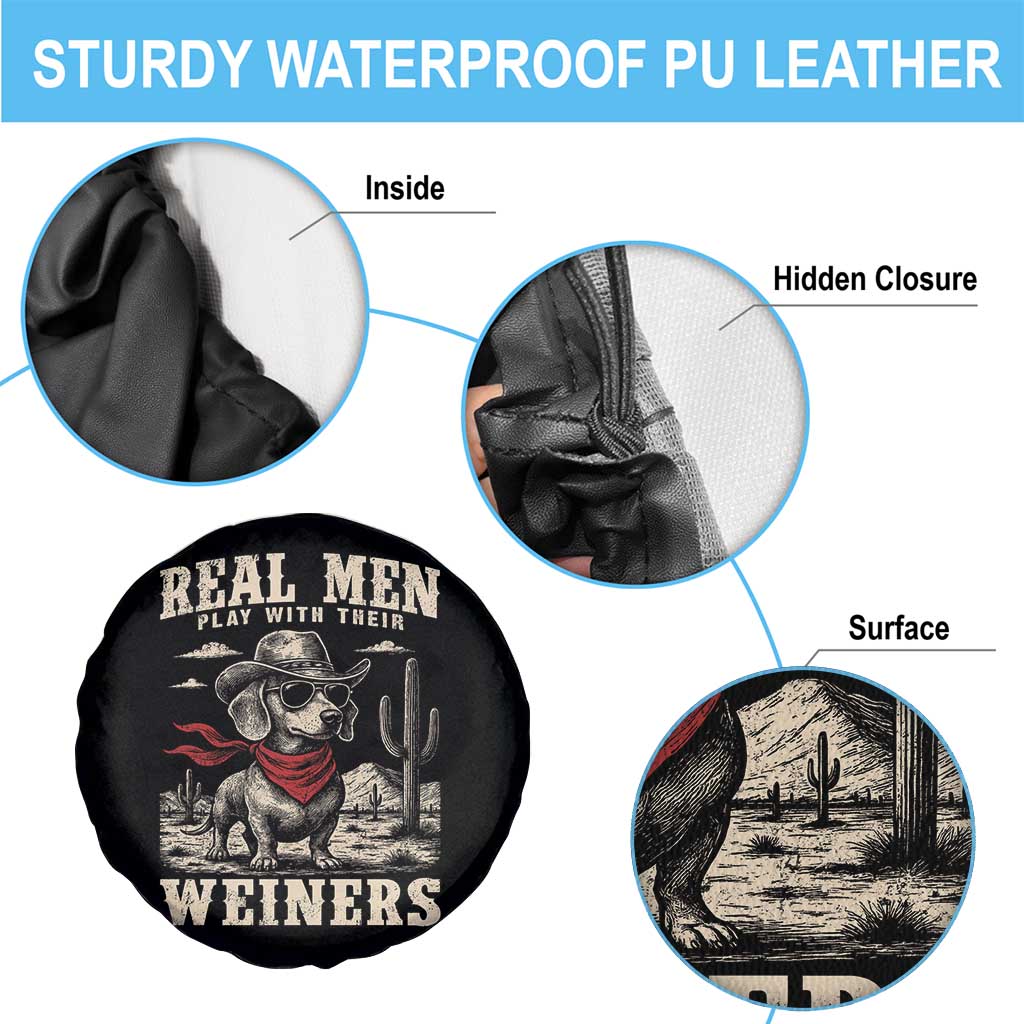 Funny Dachshund Cowboy Spare Tire Cover Real Men Play With Their Weiners - Wonder Print Shop