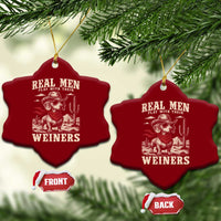 Funny Dachshund Cowboy Ceramic Ornament Real Men Play With Their Weiners - Wonder Print Shop