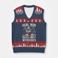 Funny Dachshund Cowboy V-Neck Knit Sweater Vest Real Men Play With Their Weiners - Wonder Print Shop