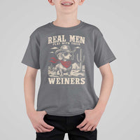 Funny Dachshund Cowboy T Shirt For Kid Real Men Play With Their Weiners - Wonder Print Shop