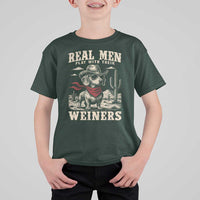 Funny Dachshund Cowboy T Shirt For Kid Real Men Play With Their Weiners - Wonder Print Shop